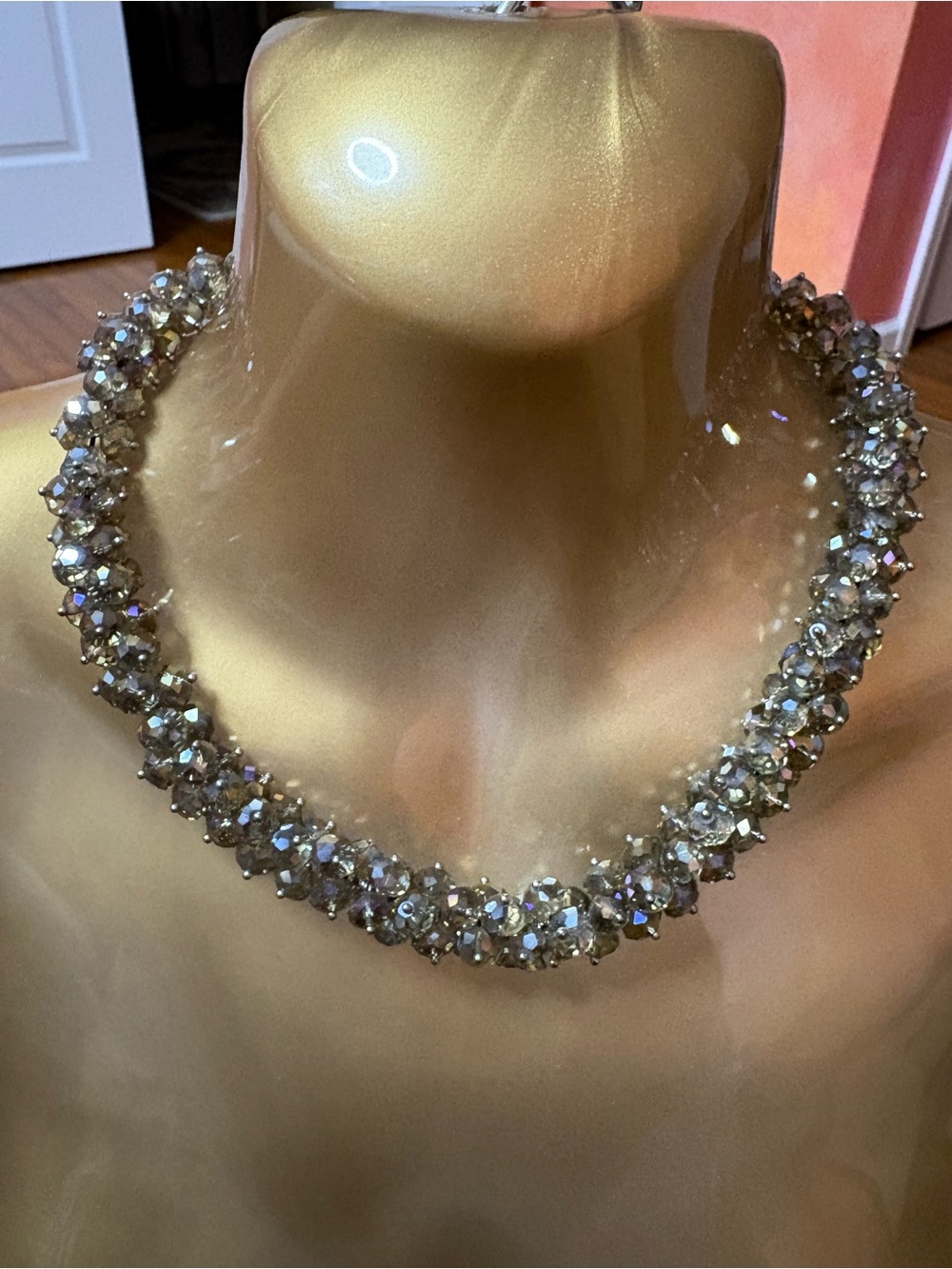 Sparkly Crystal Cluster Statement Necklace